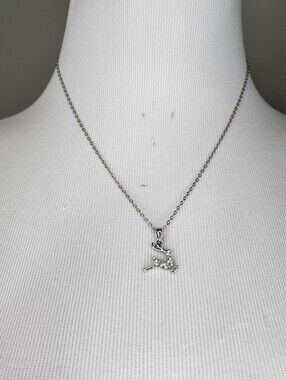 Christopher & Banks Silver Reindeer Crystal Pendant Necklace